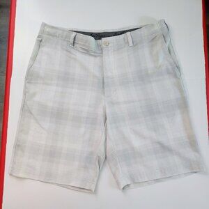 Ben Hogan flat front golf shorts grey plaid men's size 36